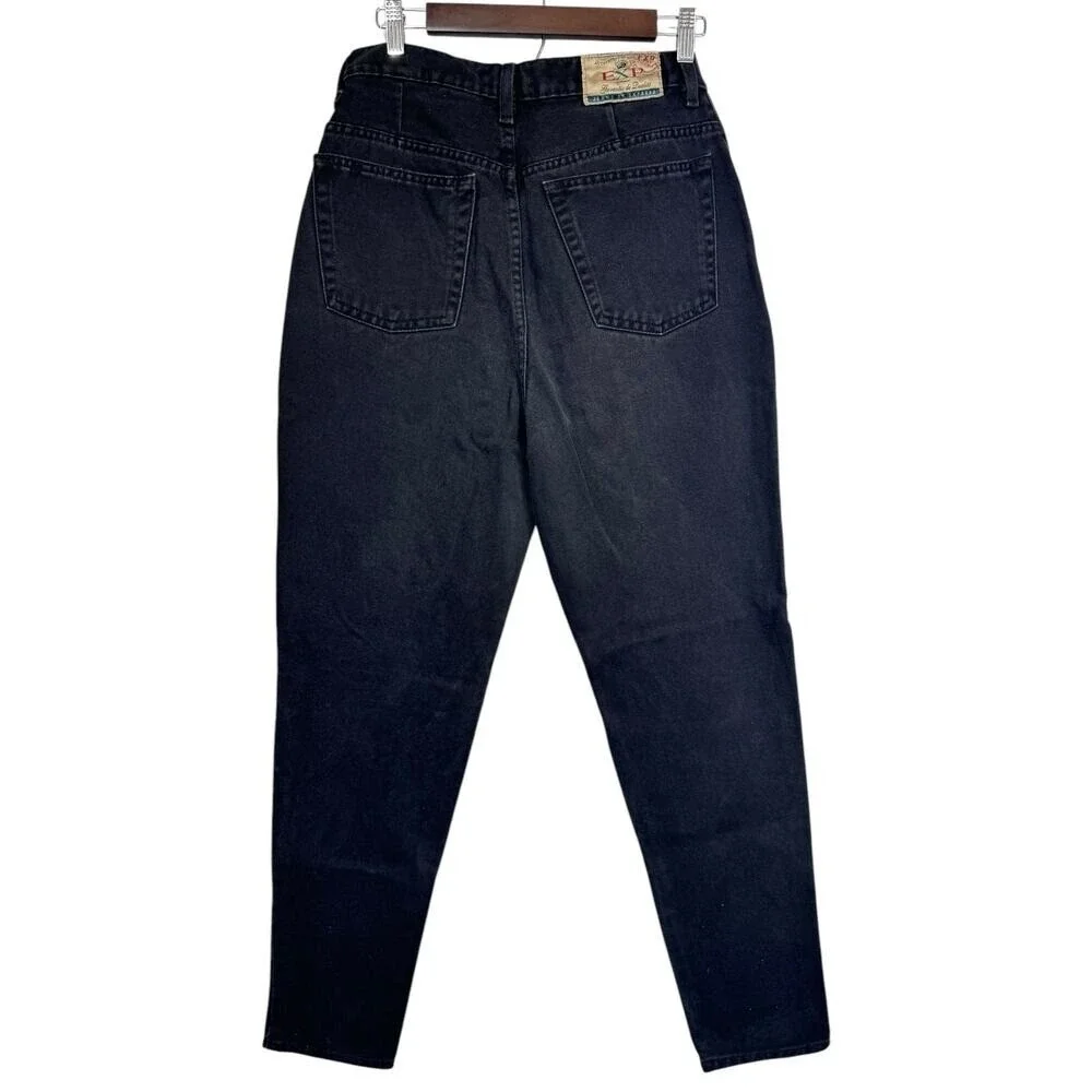 Vintage EXP Jeans By Express Tapered HighWaist Black Denim Pants Size 13/14 Rare